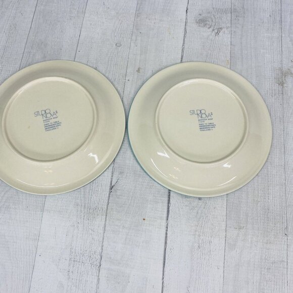 Studio Nova BARRIER REEF Y2310 Two Fish Plants Aqua Stoneware Salad Plates Set 4 - Picture 3 of 11